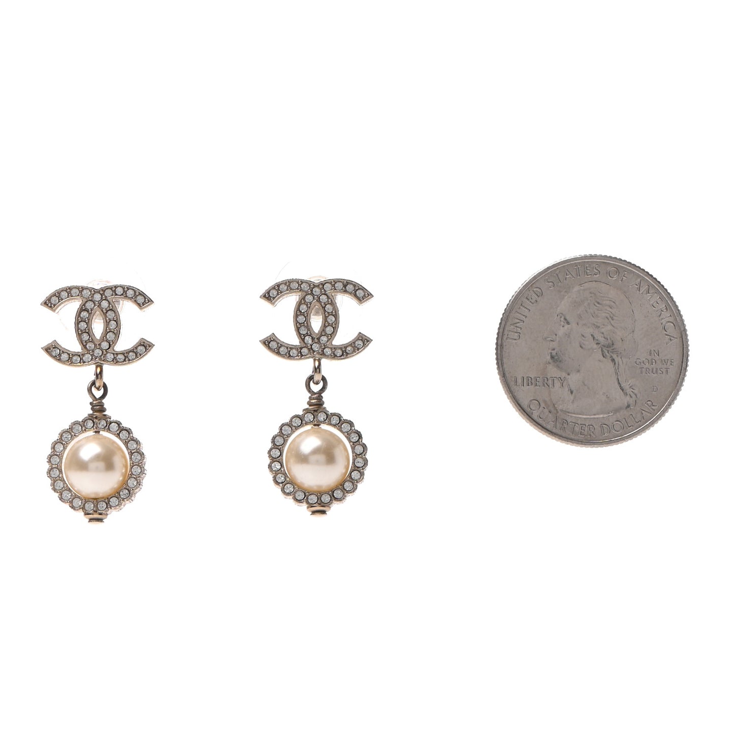 Crystal Pearl CC Lace Camellia Earrings Gold
