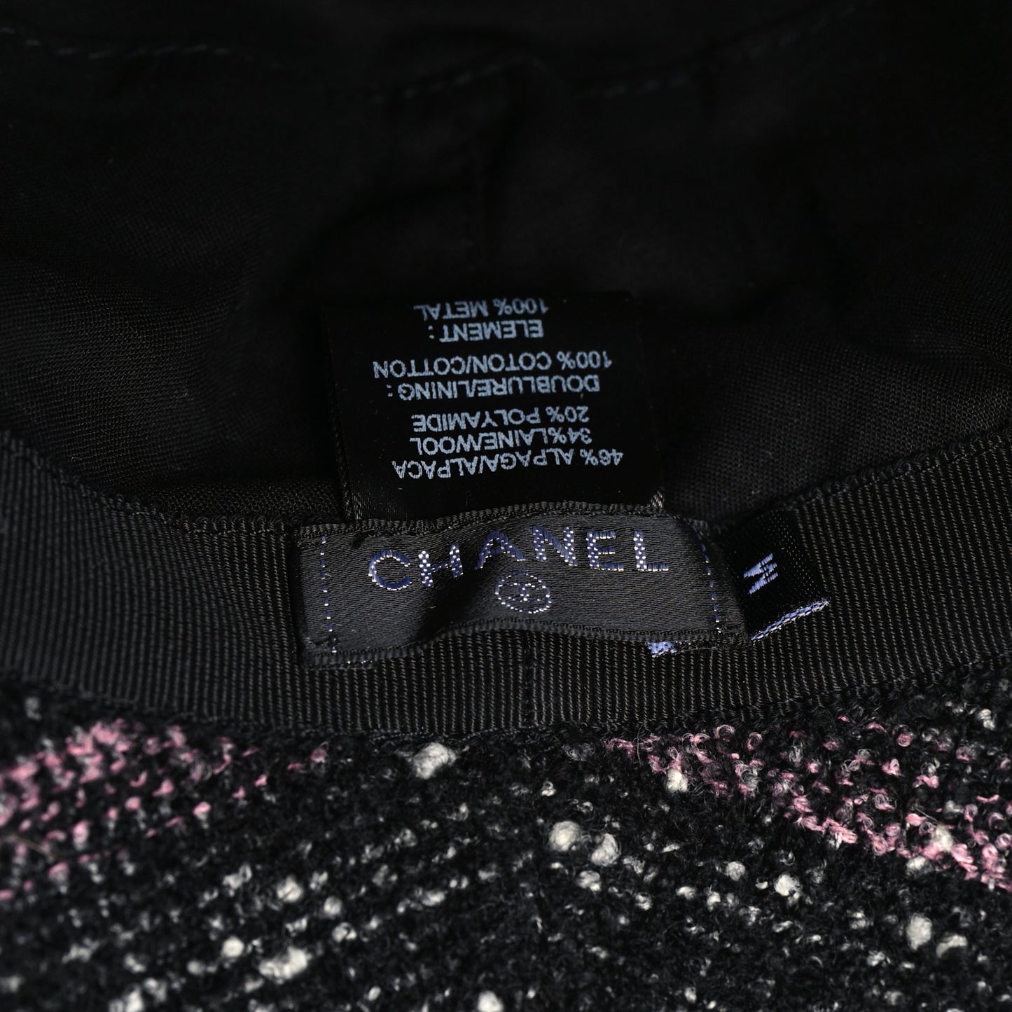 Tweed Bucket Hat M Black Pink