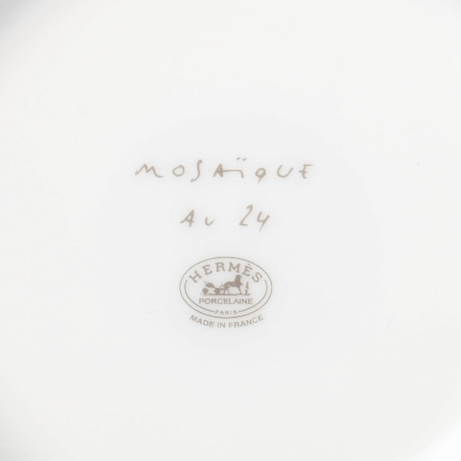 Hermes Porcelain Mosaique Au 24 Platine Tea Cup And Saucer Set Of 2 Platinum 4 of 5
