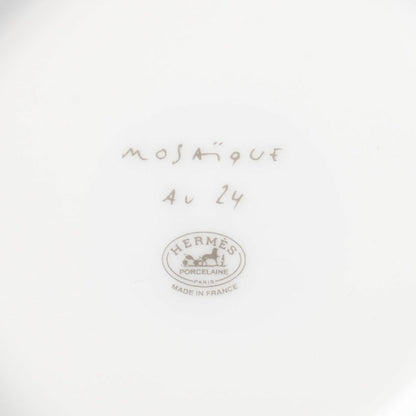 Hermes Porcelain Mosaique Au 24 Platine Tea Cup And Saucer Set Of 2 Platinum 4 of 5