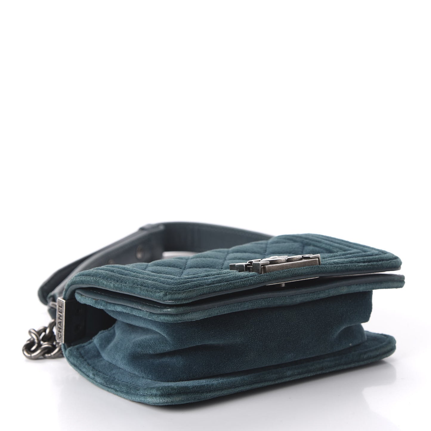 Velvet Quilted Mini Boy Flap Turquoise