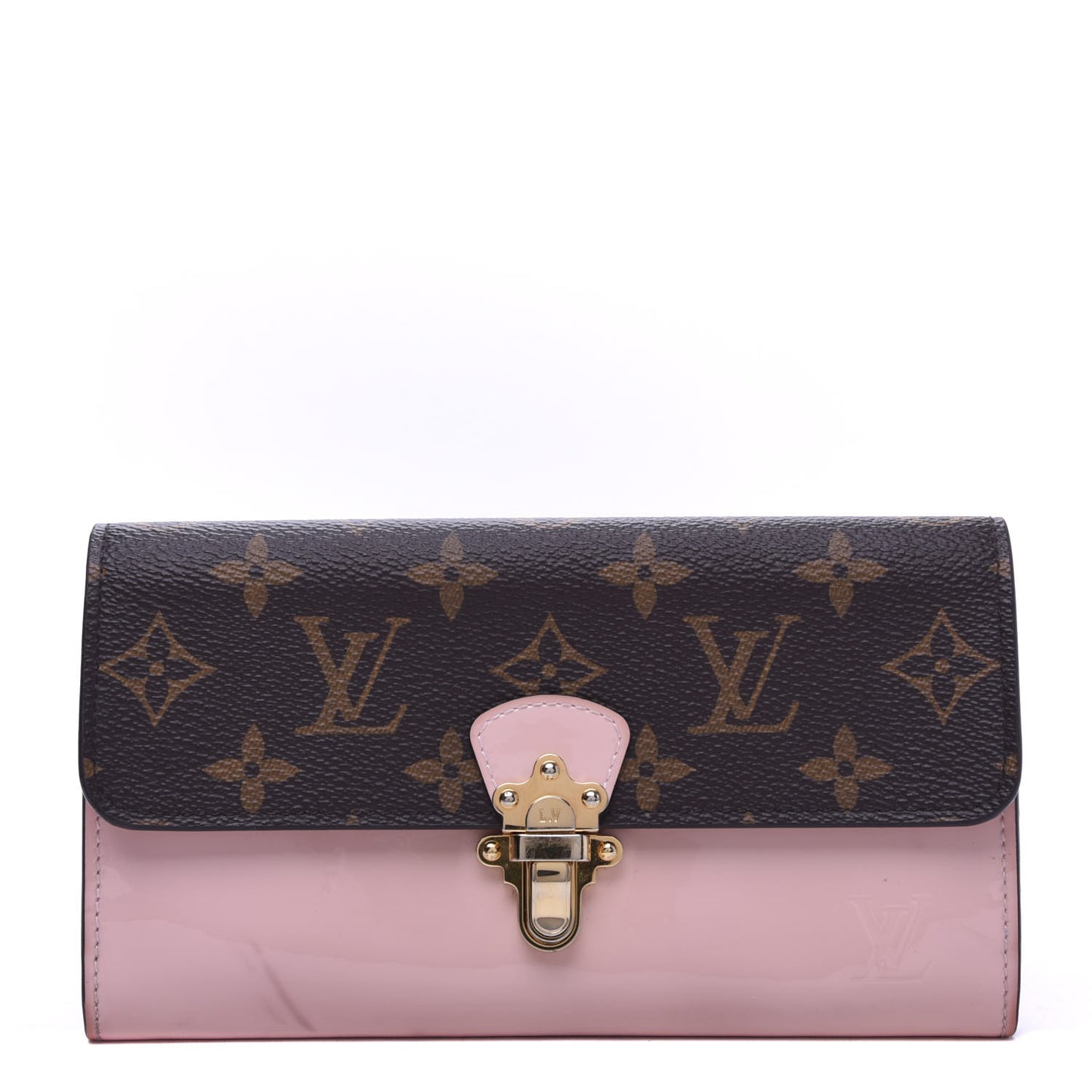 Patent Calfskin Monogram Cherrywood Wallet Rose Ballerine