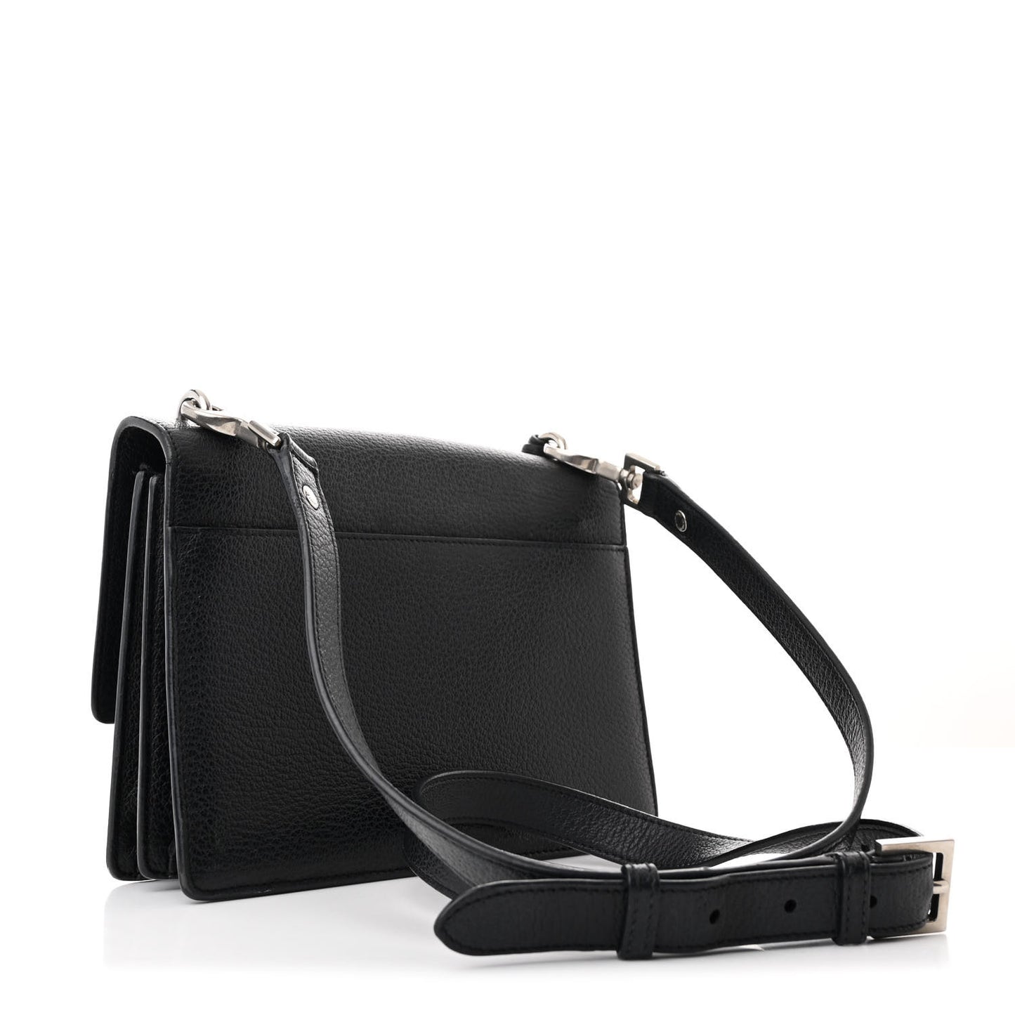 Grained Calfskin Medium Monogram Sunset Satchel Black