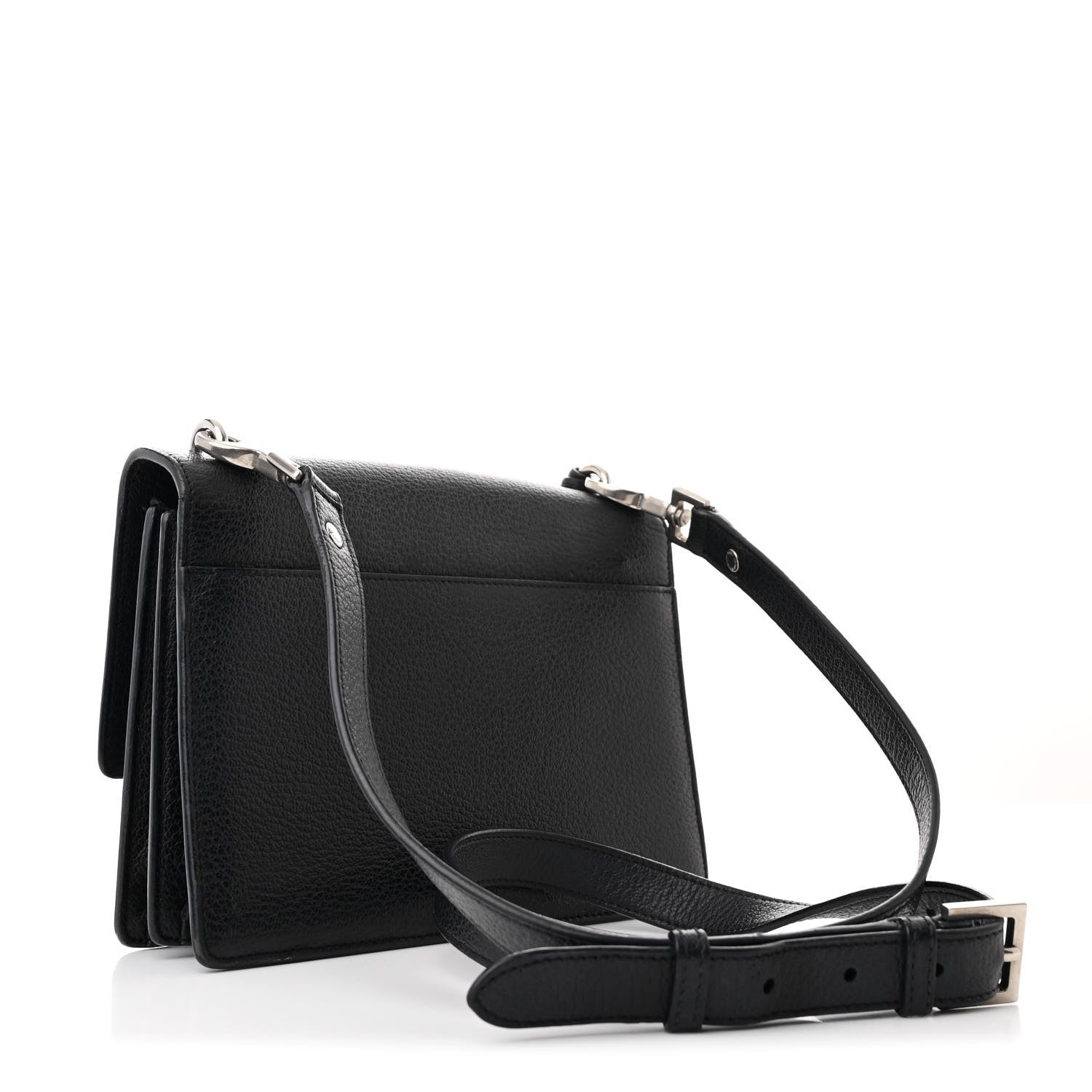 Saint Laurent Grained Calfskin Medium Monogram Sunset Satchel Black 3 of 12