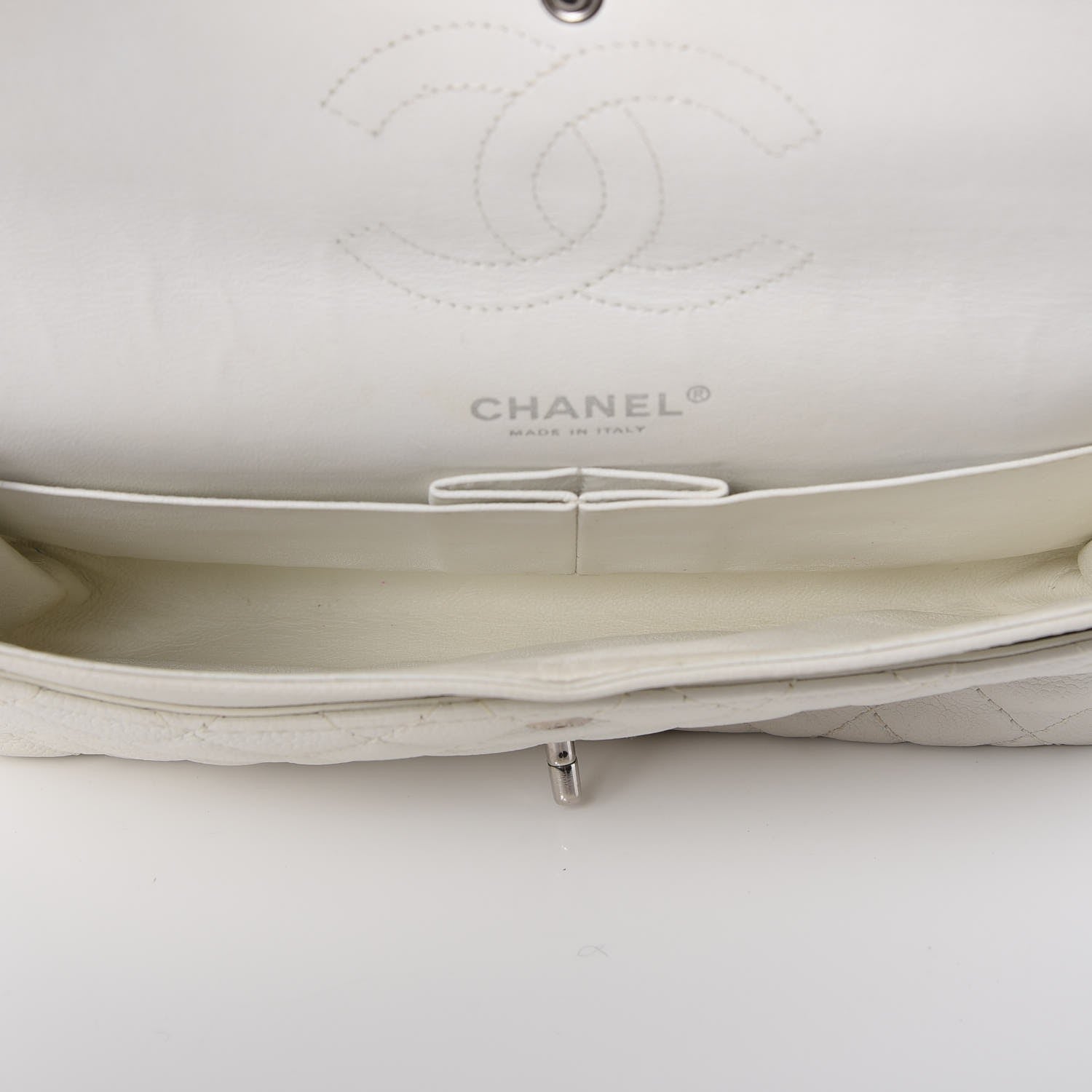 Chanel Washed Caviar Quilted Medium Double Flap White 8 of 9