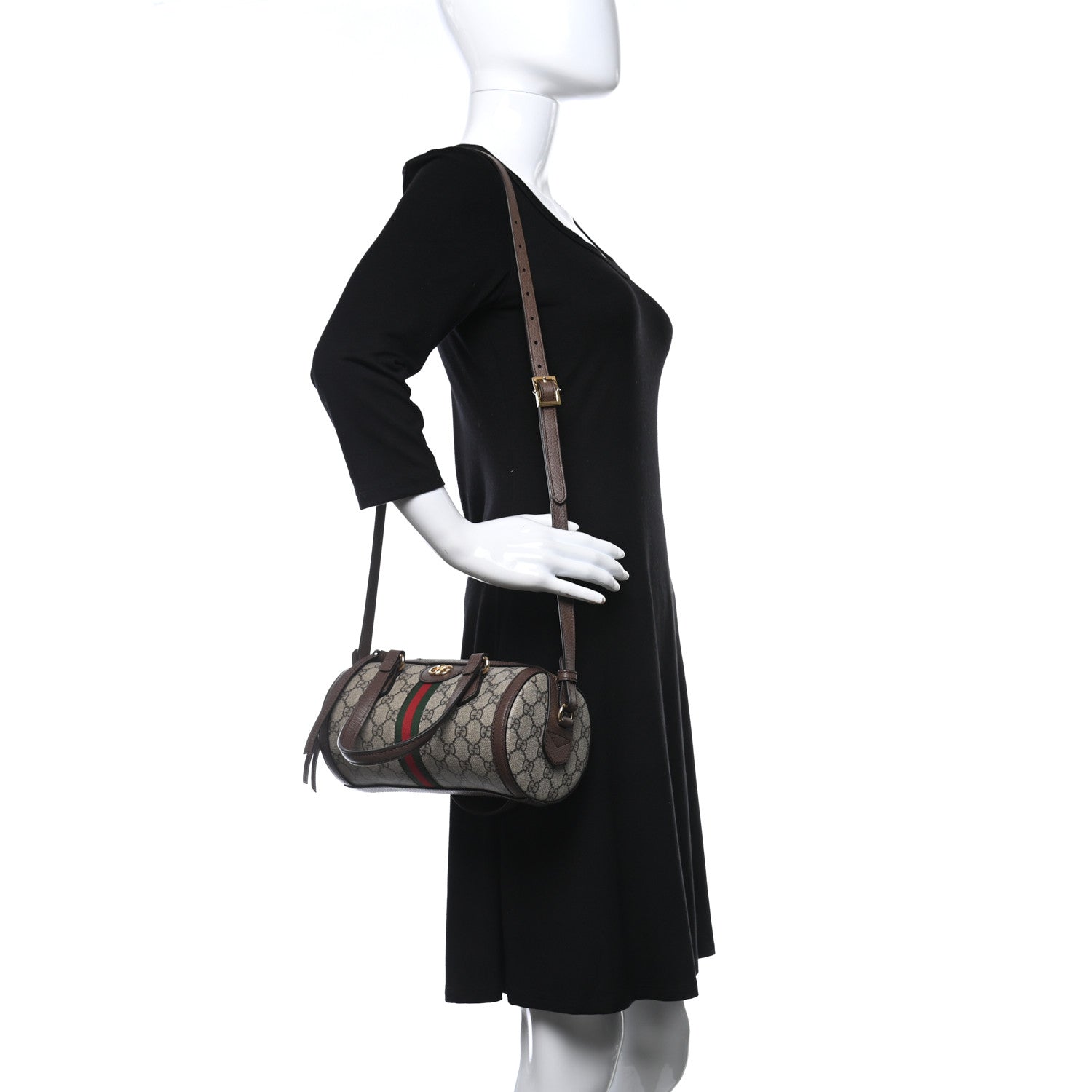 Gucci GG Supreme Monogram Web Small Ophidia Boston Bag Beige New Acero 2 of 9