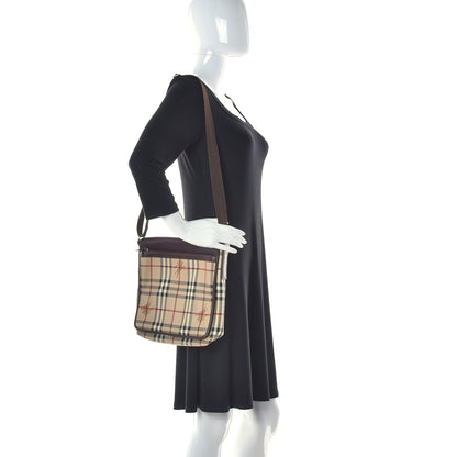 Burberry Haymarket Check Crossbody Messenger Bag Brown 3 of 16