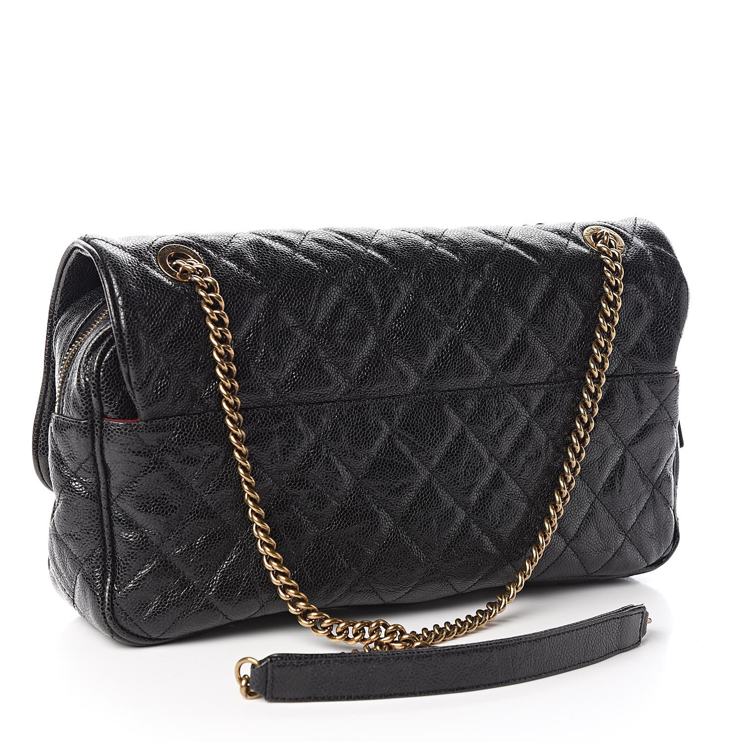 Chanel Crumpled Grained Calfskin Quilted Large Shiva Flap Black 3 of 10