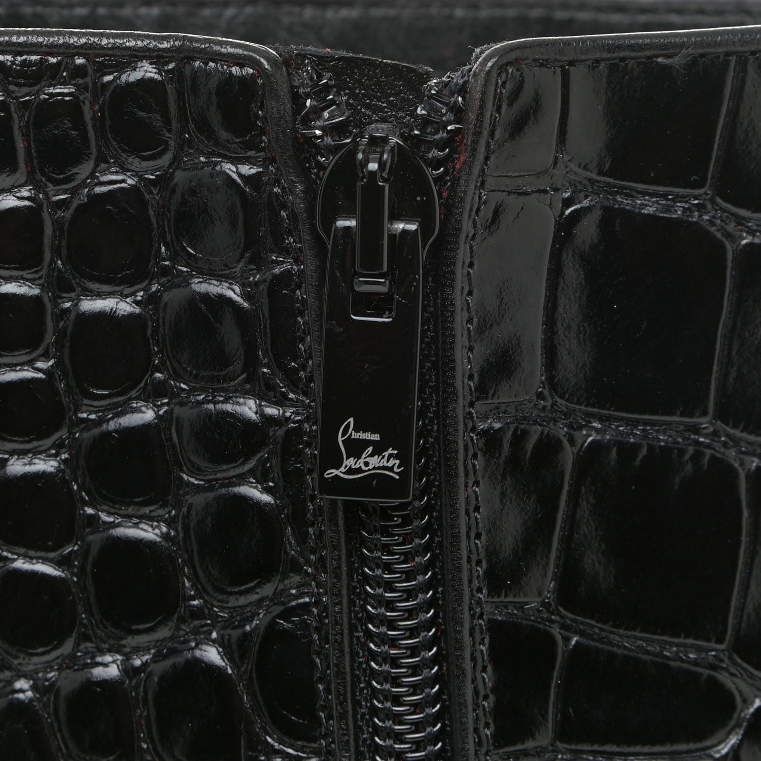 Christian Louboutin Calfskin Crocodile Embossed Izamayeah 130 Platform Boots 37 Black 12 of 13