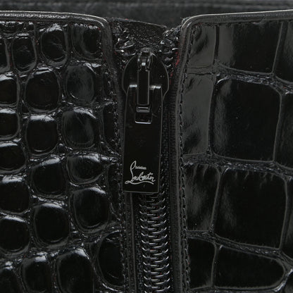 Christian Louboutin Calfskin Crocodile Embossed Izamayeah 130 Platform Boots 37 Black 12 of 13