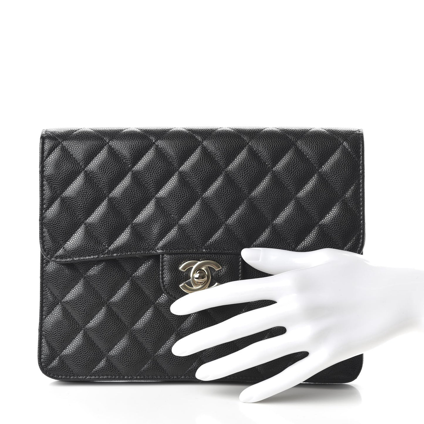 Caviar Quilted Square Flap Clutch Black