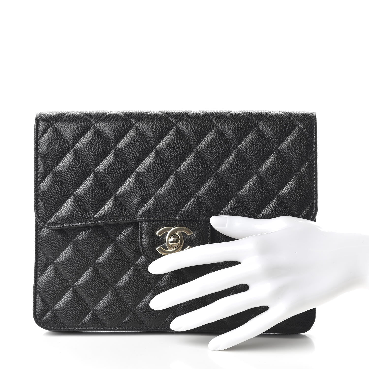 Chanel Caviar Quilted Square Flap Clutch Black 2 of 11
