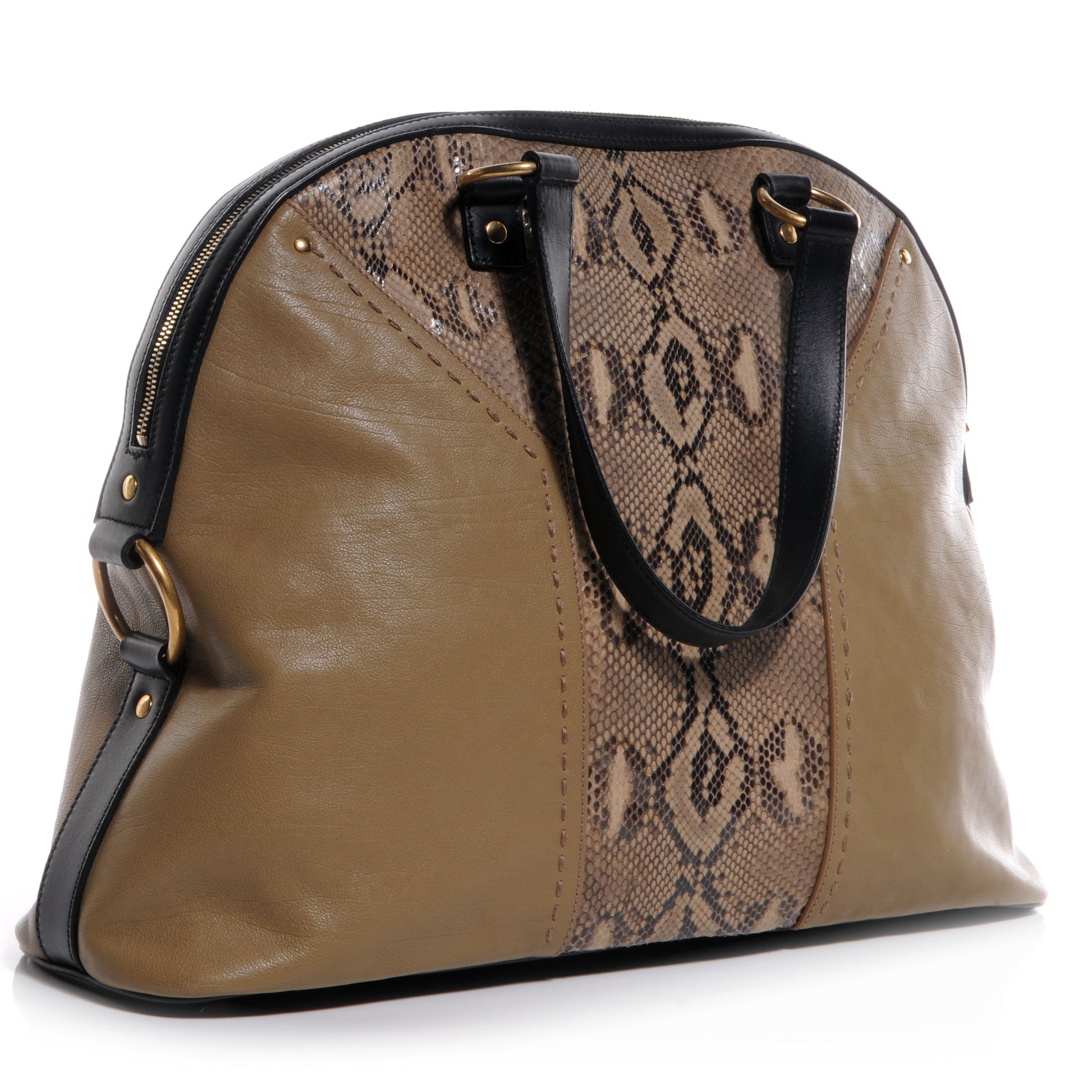 Saint Laurent Python Oversized Muse Satchel Beige 3 of 9