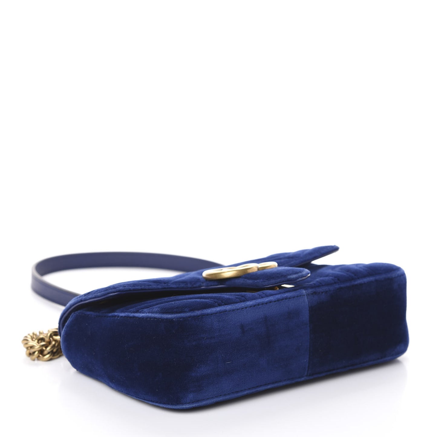 Velvet Matelasse Mini GG Marmont Shoulder Bag Cobalt Blue