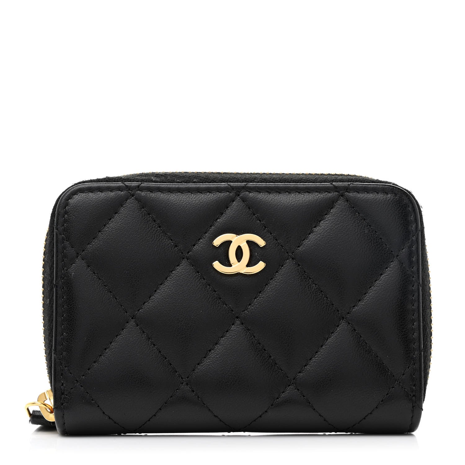 Chanel Lambskin Quilted Zip Coin Purse Black 1 of 9