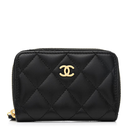 Chanel Lambskin Quilted Zip Coin Purse Black 1 of 9