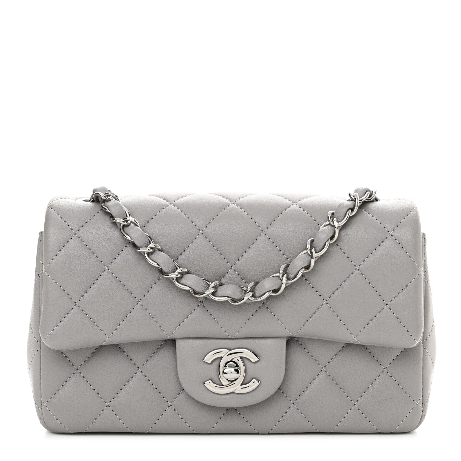 Chanel Lambskin Quilted Mini Rectangular Flap Grey 1 of 11
