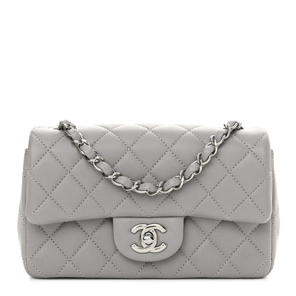 Chanel Lambskin Quilted Mini Rectangular Flap Grey 1 of 11