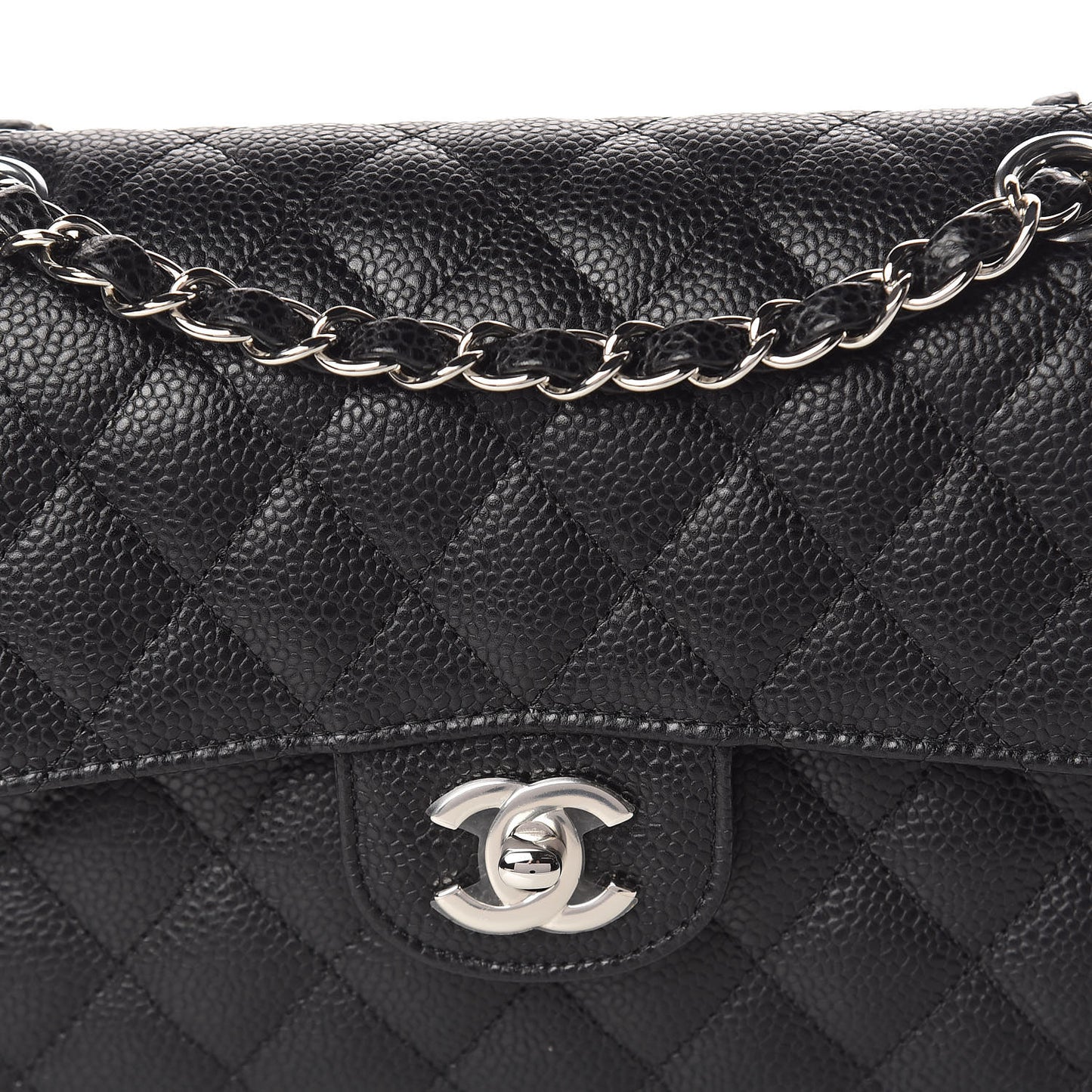 Caviar Quilted Small Double Flap Black