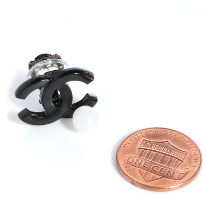 Chanel Resin CC Bead Clip On Earrings Black White 2 of 5