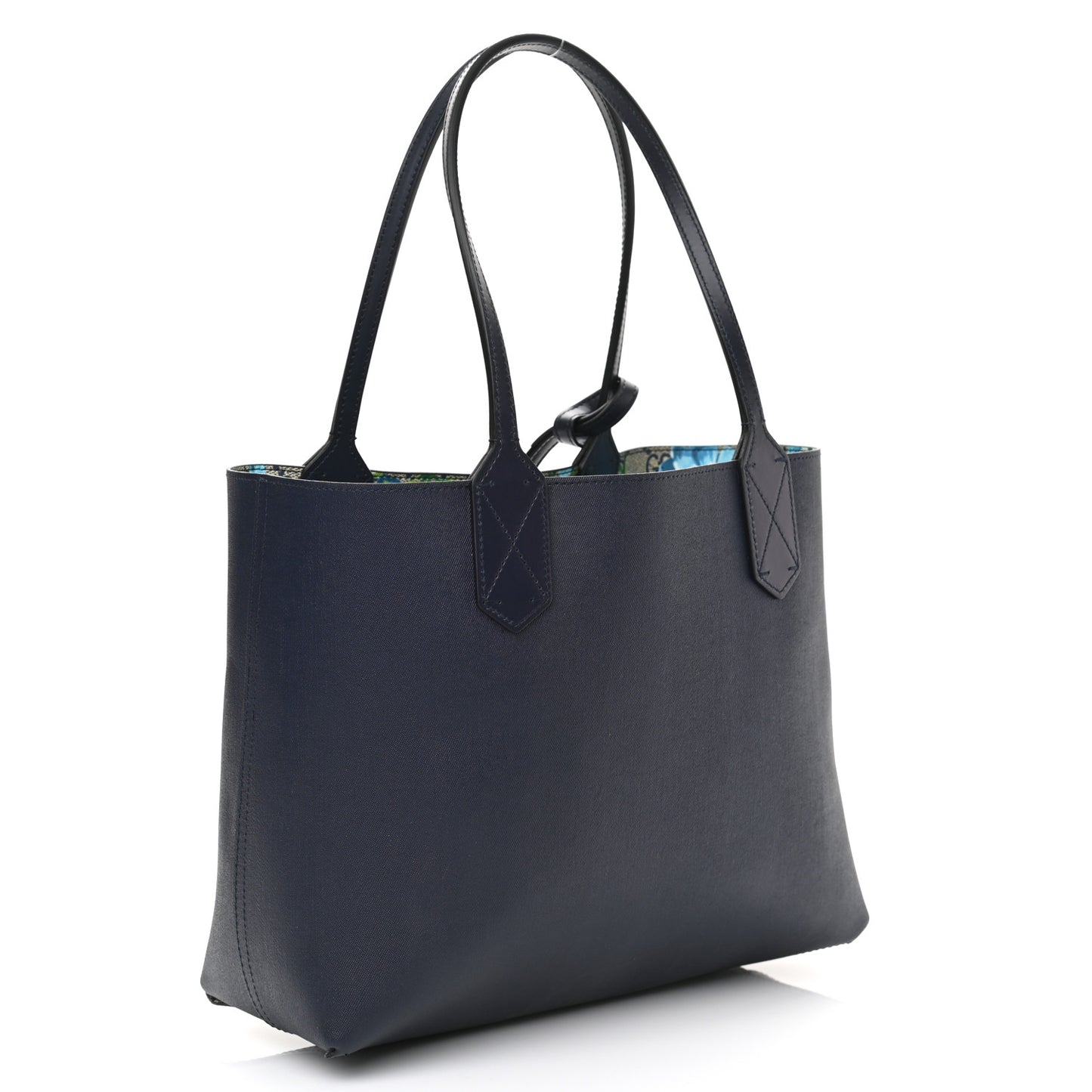 GG Supreme Monogram Blooms Small Reversible Tote Beige Blue Navy