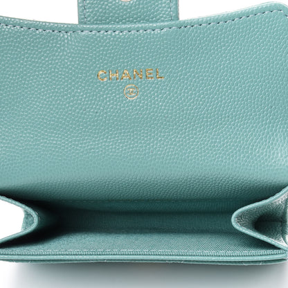 Chanel Caviar Quilted Flap Card Holder Wallet Light Green 4 of 4