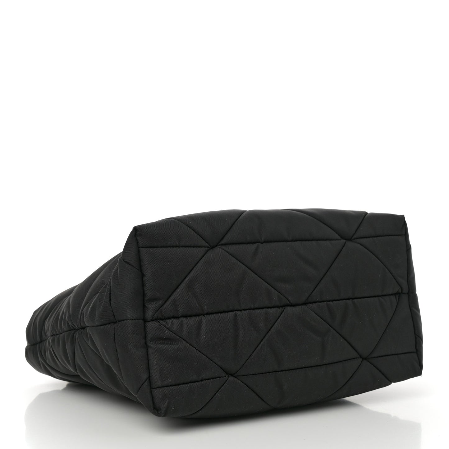 Re-Nylon Nappa Triangle Quilted Padded Double Handled Zip Pocket Tote Black