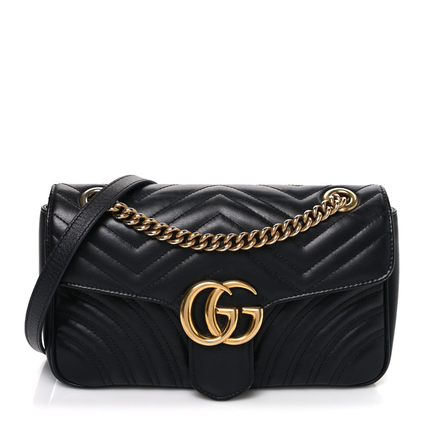 Calfskin Matelasse Small GG Marmont Shoulder Bag Black