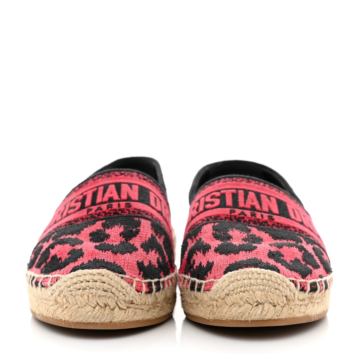 Christian Dior Cotton Embroidered Leopard Print Granville Espadrille 37 Red 2 of 9