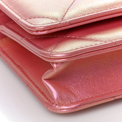 Chanel Iridescent Calfskin Quilted Chanel 19 Wallet On Chain WOC Pink 5 of 12