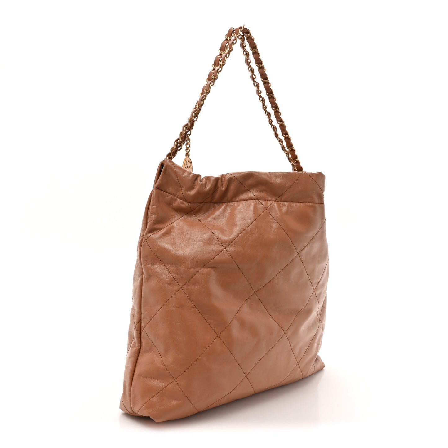 Shiny Calfskin Quilted Chanel 22 Brown