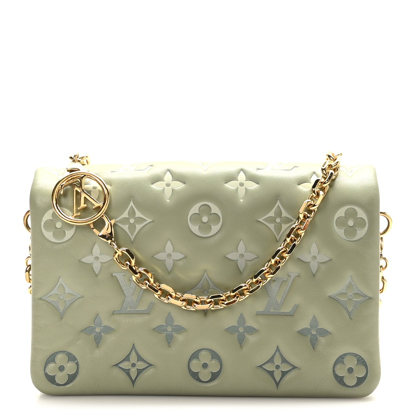 Lambskin Embossed Monogram Pochette Coussin Green