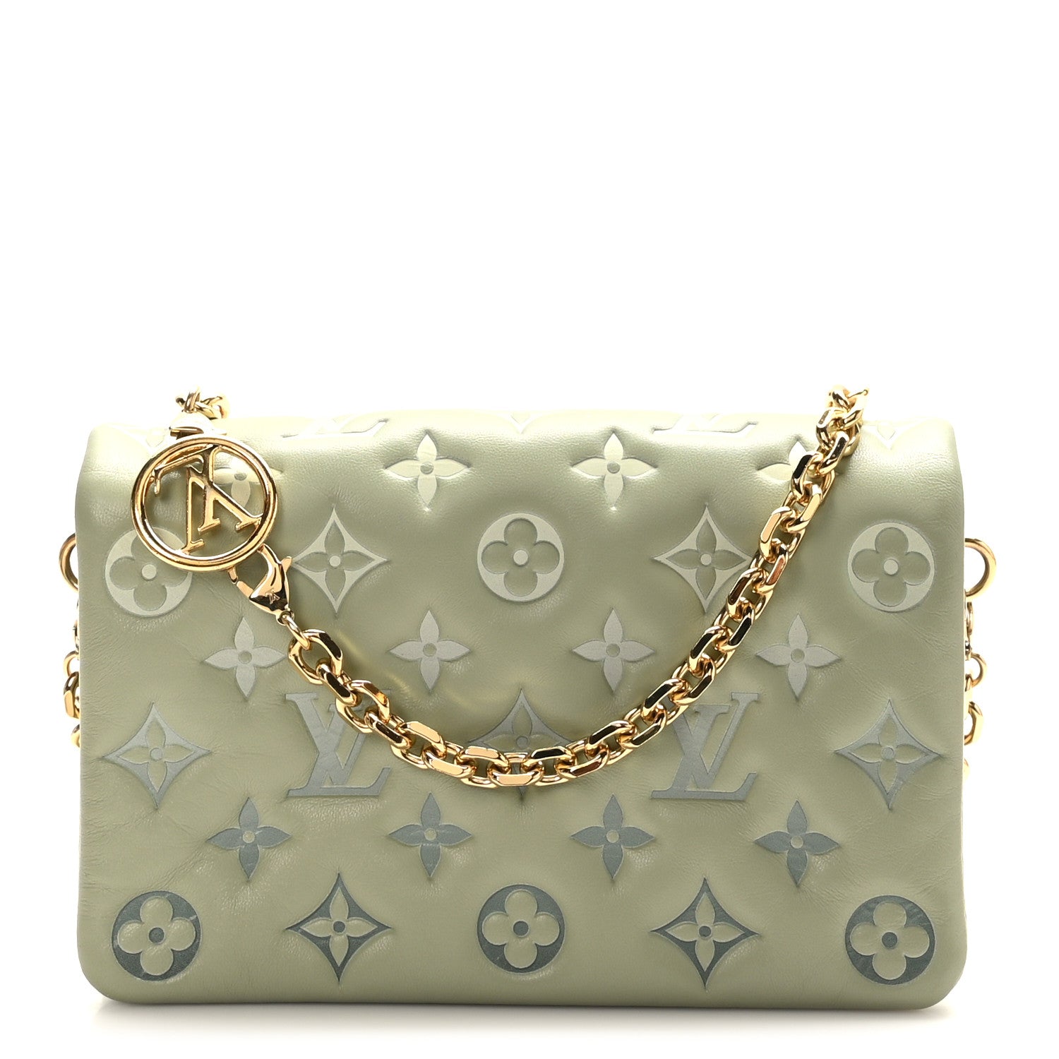 Louis Vuitton Lambskin Embossed Monogram Pochette Coussin Green 1 of 10