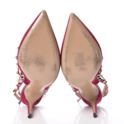 Valentino Garavani Suede Rockstud Ankle Strap Pumps 40 Camelia 12 of 12