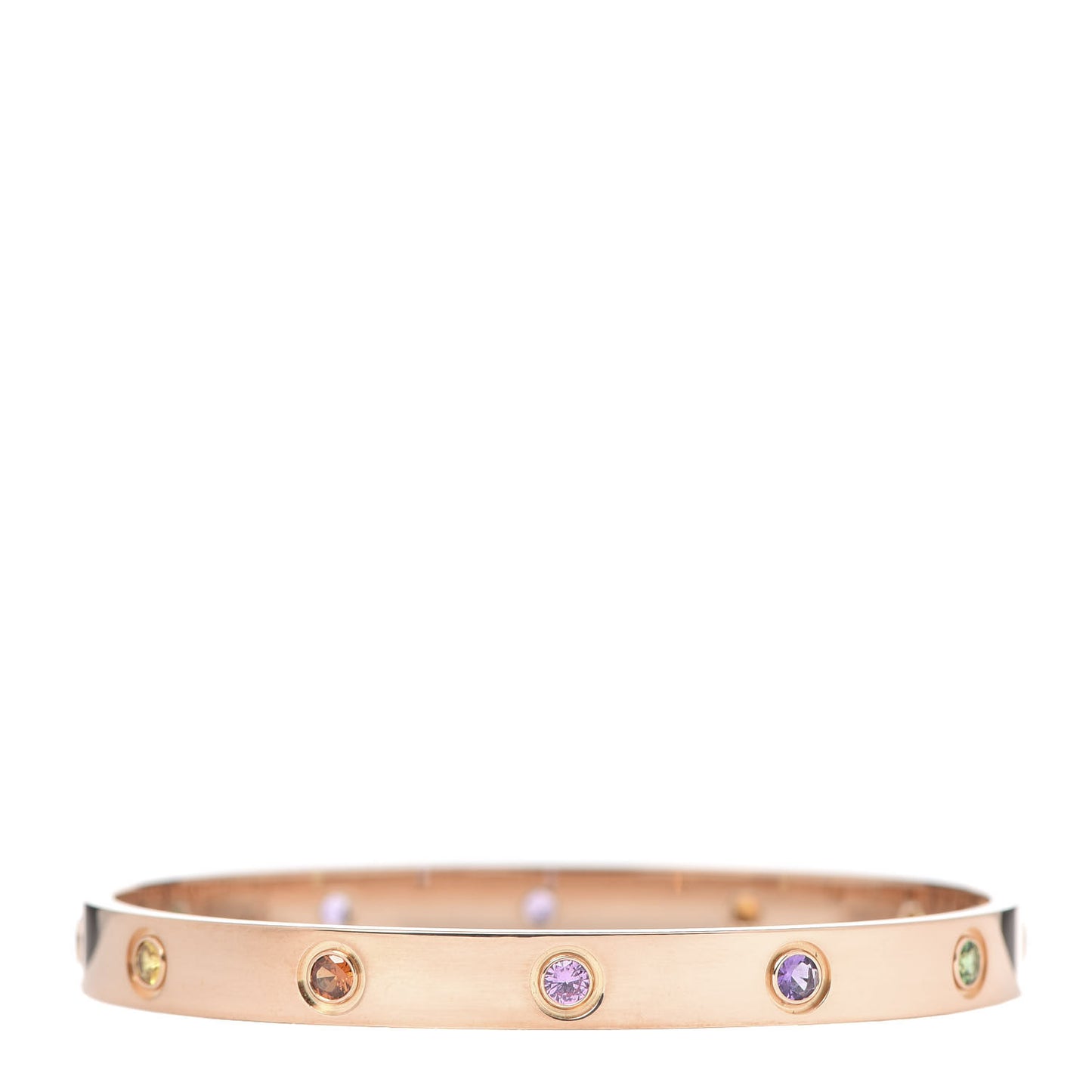 18K Pink Gold Sapphire Garnet Amethyst LOVE Bracelet 17