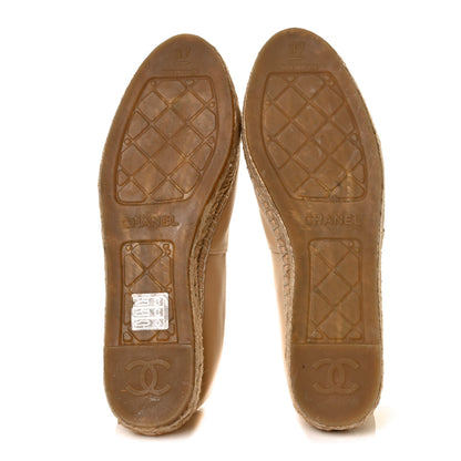 Chanel Lambskin CC Espadrilles 37 Beige Black 5 of 9