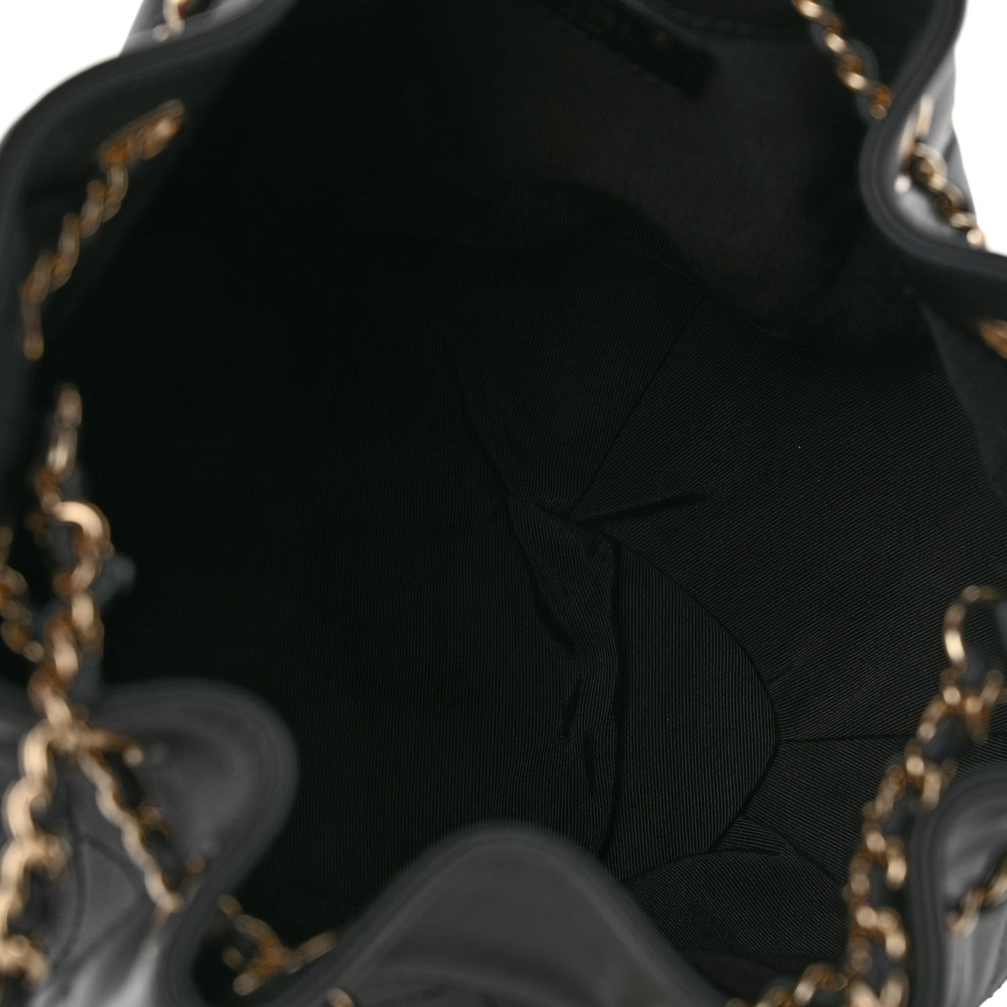 Calfskin Stitched Mini Drawstring CC Bag Black