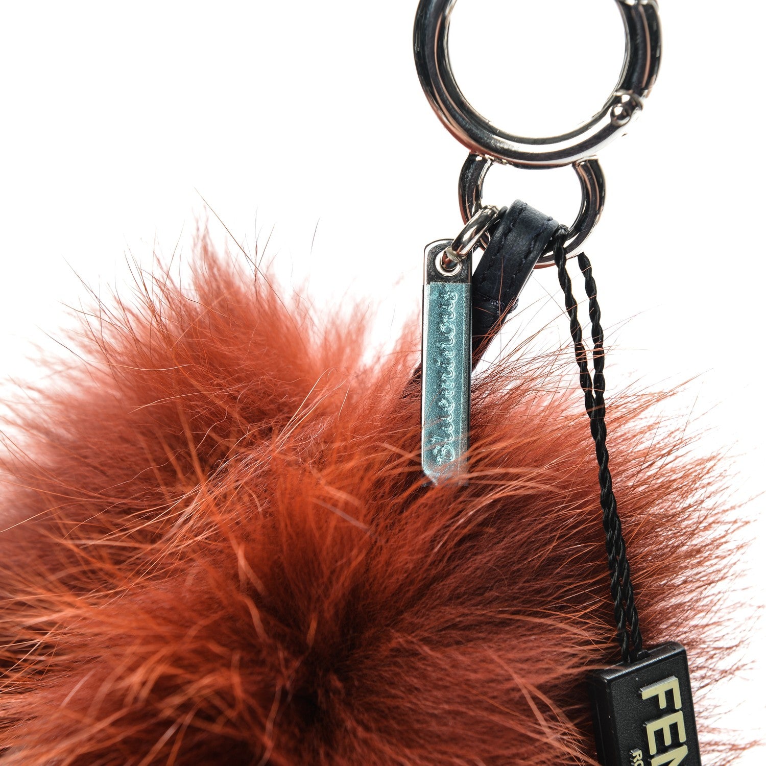 Fendi Fox Mink Rabbit Fur Vitello Dolce Blueminous Monster Bag Bug Charm Rust Turquoise 4 of 5