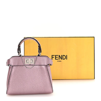 Fendi Metallic Cuoio Romano Selleria Nano Peekaboo Satchel Purple 11 of 11