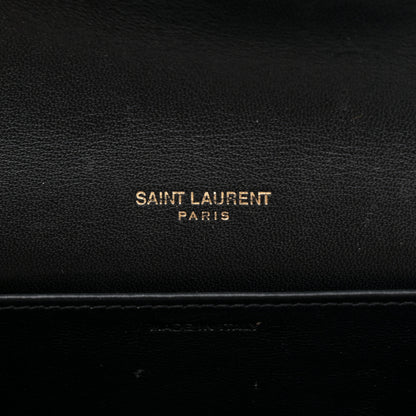 Saint Laurent Calfskin Crocodile Embossed Monogram Uptown Chain Wallet Black 6 of 13