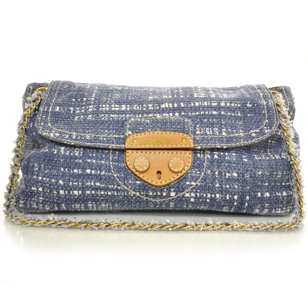 Tweed Medium Shoulder Bag Blue