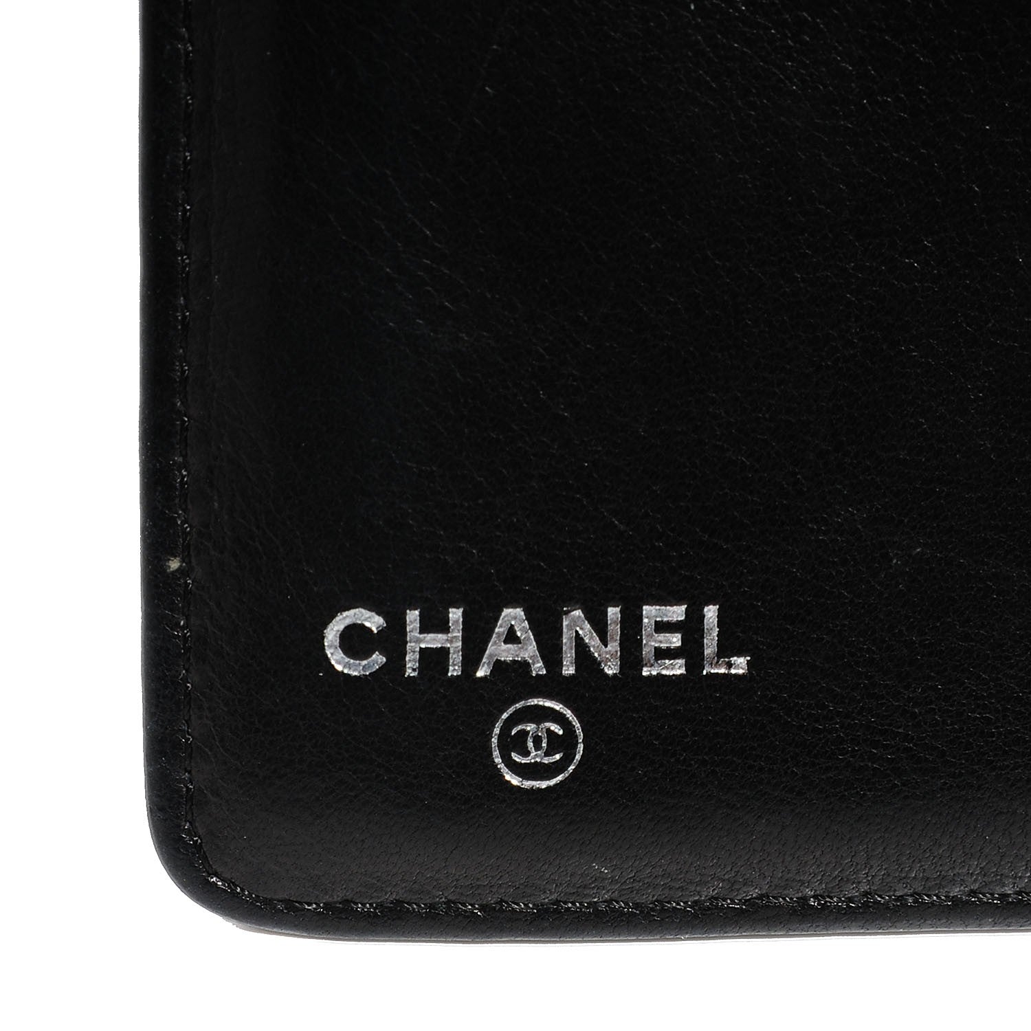 Chanel Lambskin Camellia Embossed Yen Wallet Black 6 of 8