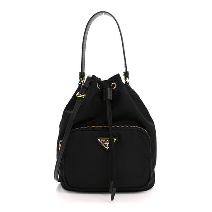 Prada Saffiano Tessuto Nylon Mini Bucket Crossbody Bag Black 1 of 15