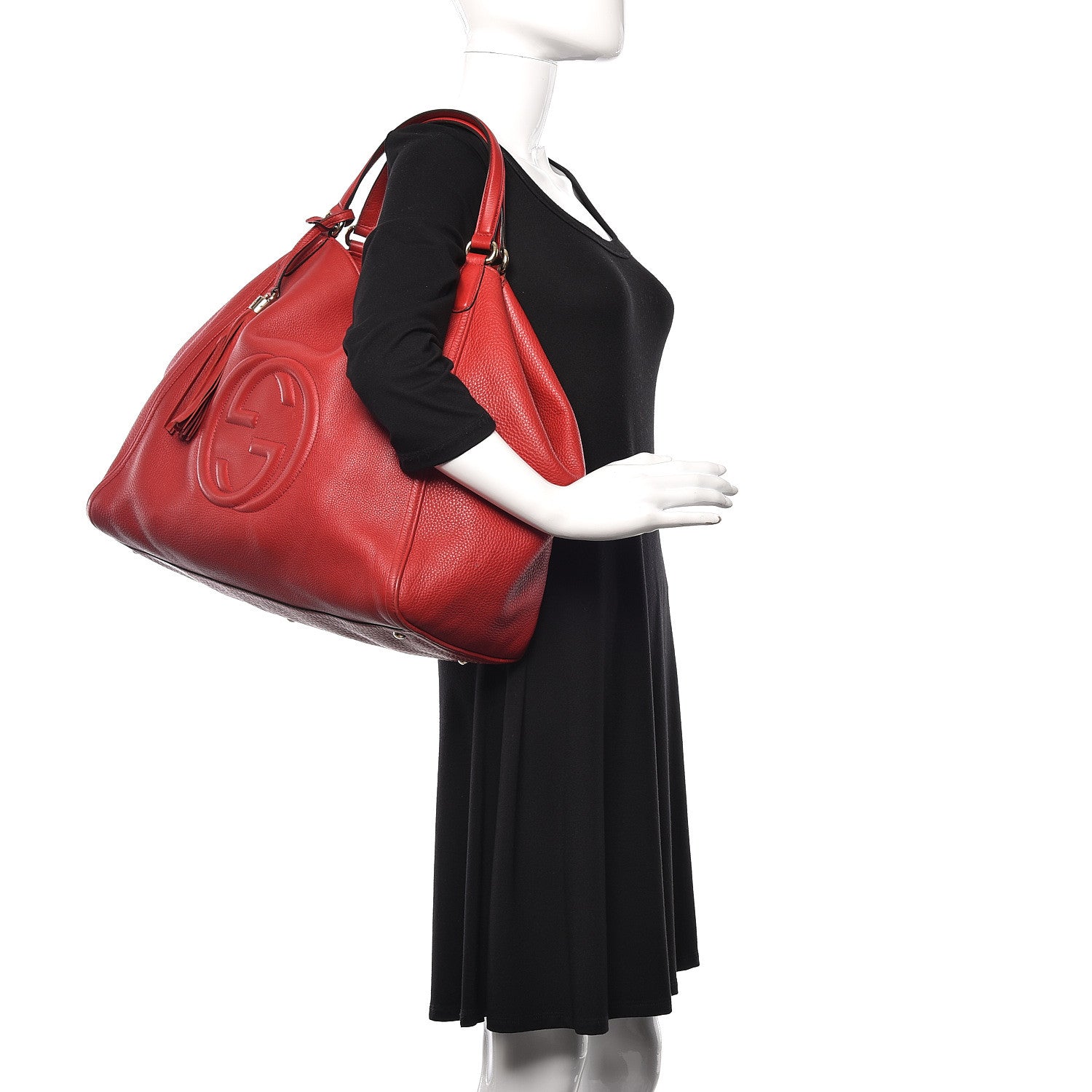 Gucci Pebbled Calfskin Large Soho Shoulder Bag Red 2 of 13