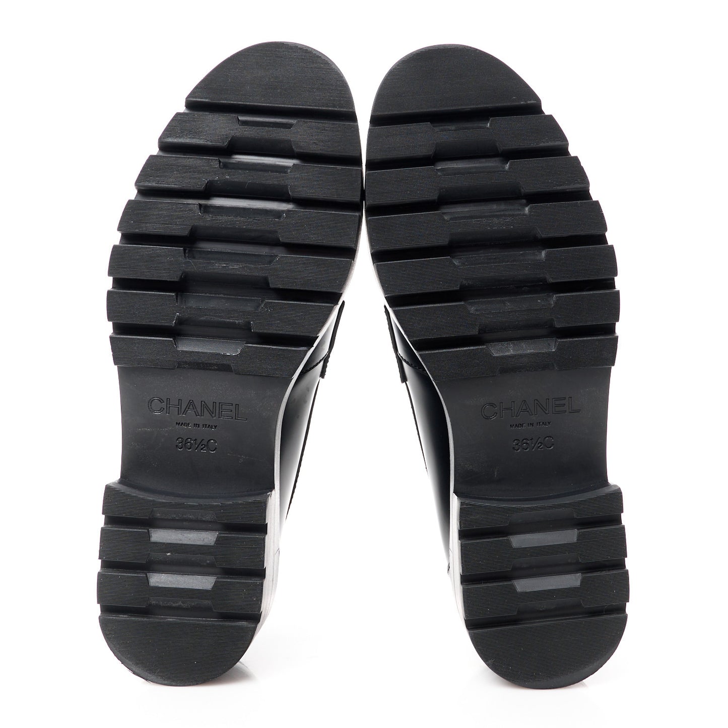 Calfskin Metal CC Loafers 36.5 Black