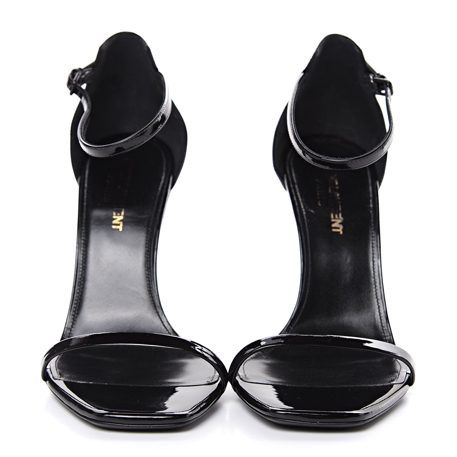 Saint Laurent Patent Calfskin Opyum Sandals 37.5 Black 2 of 9