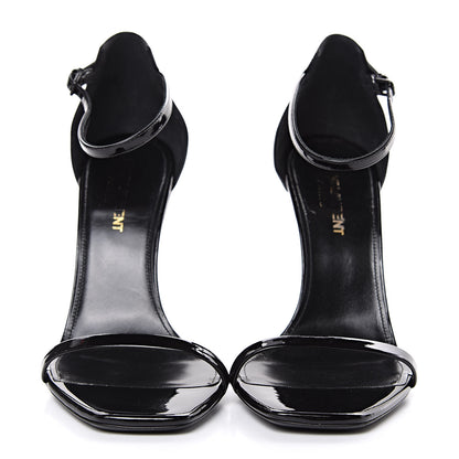 Saint Laurent Patent Calfskin Opyum Sandals 37.5 Black 2 of 9