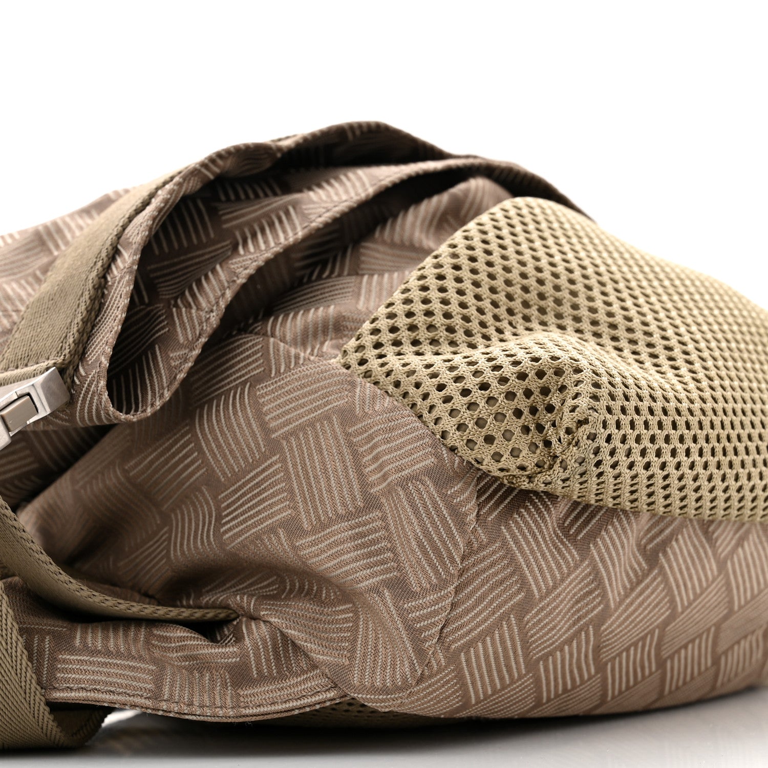 Bottega Veneta Jacquard Mesh Trekking Folding Belt Bag Tan 9 of 10