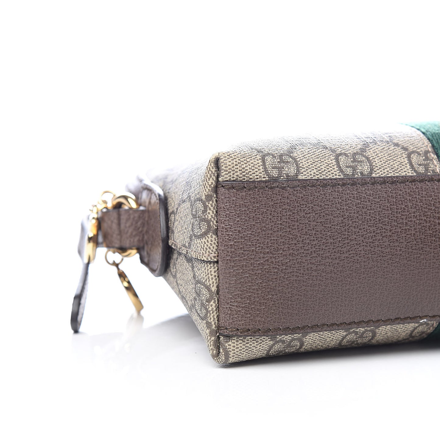GG Supreme Monogram Textured Dollar Calfskin Web Small Ophidia Dome Shoulder Bag Beige Ebony New Acero