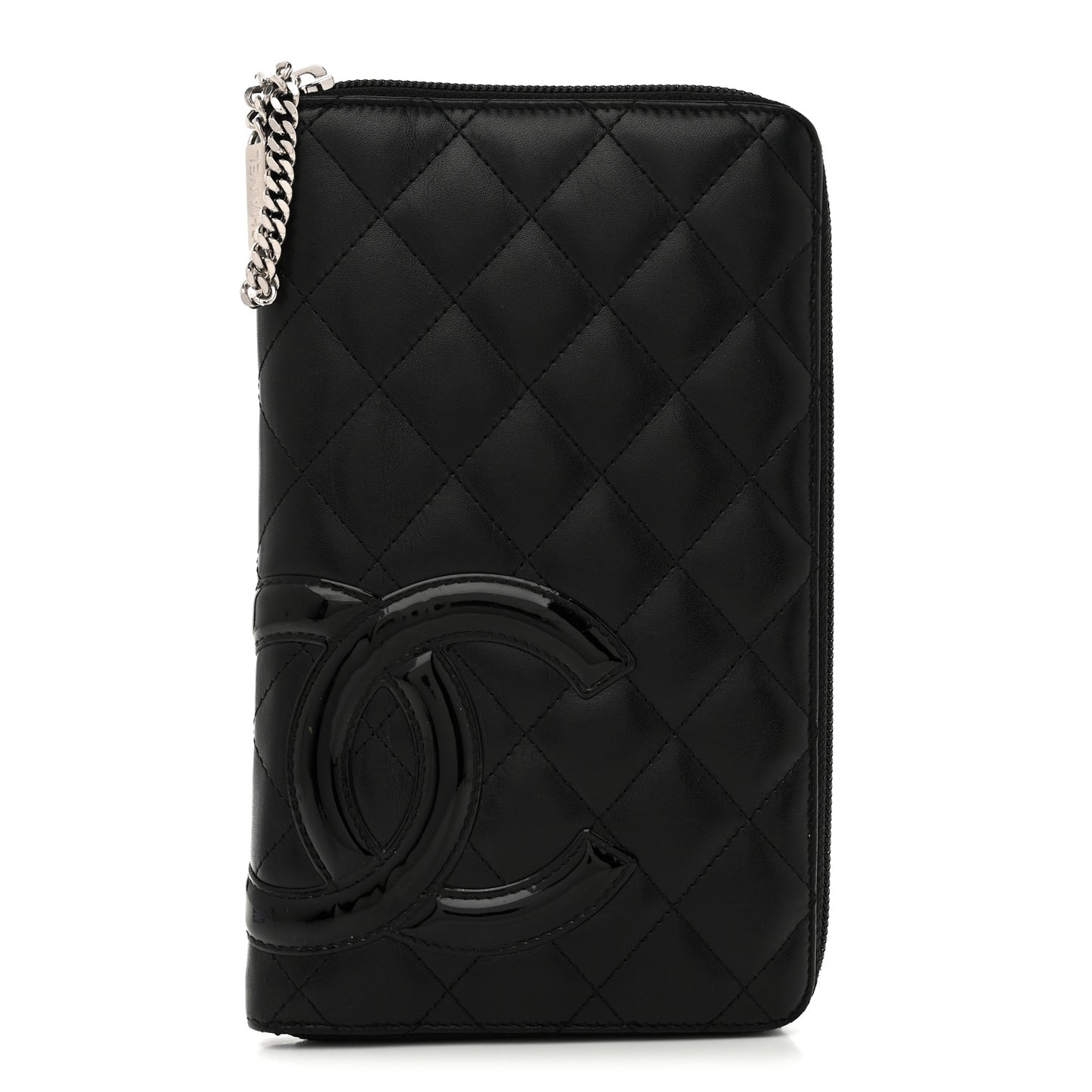 Calfskin Cambon Zip Around Organizer Wallet Black